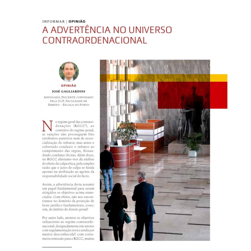 A ADVERTÊNCIA NO UNIVERSO CONTRAORDENACIONAL